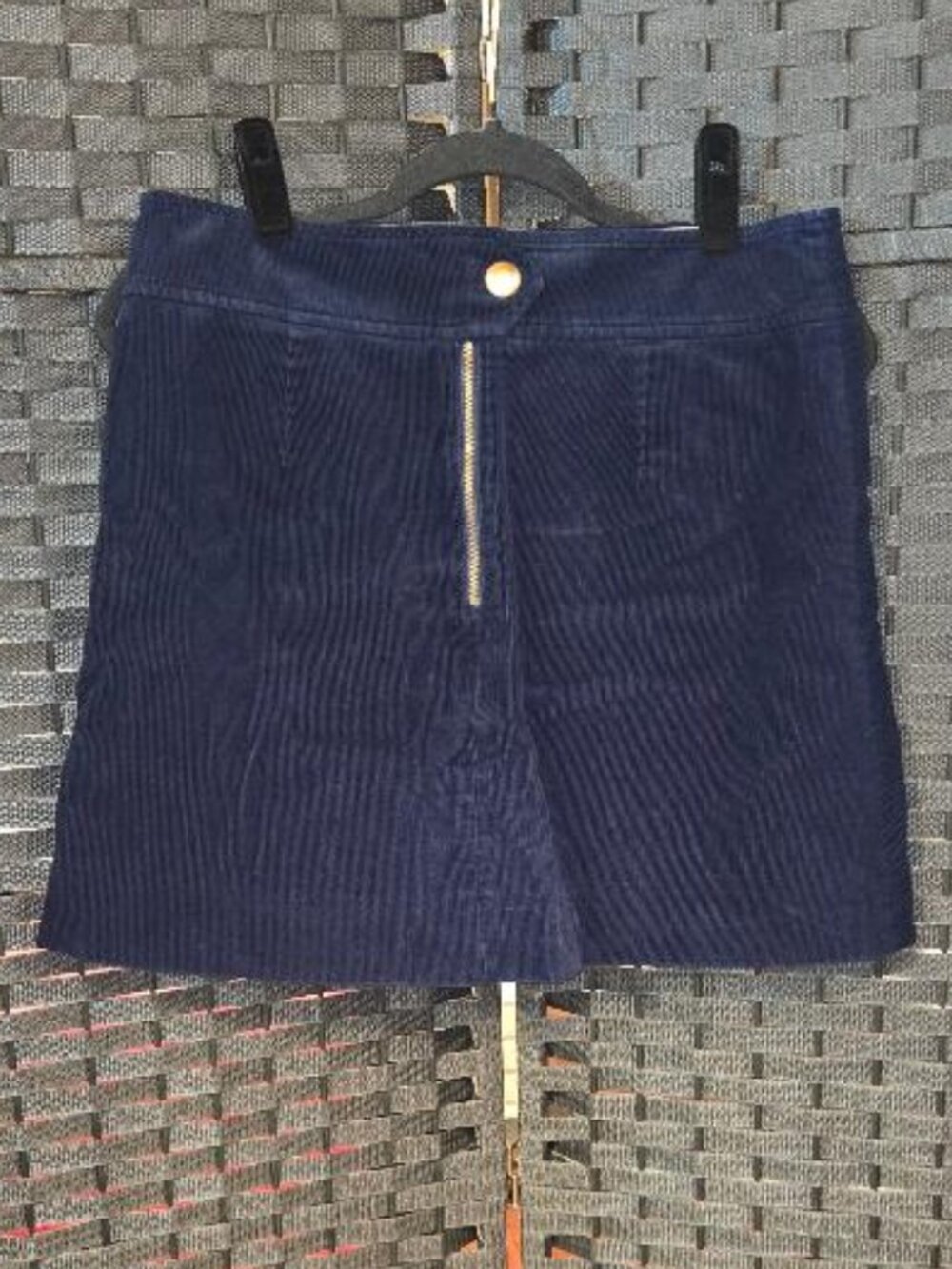 Vintage J. Crew Front Zip Navy Corduroy Mini Skirt